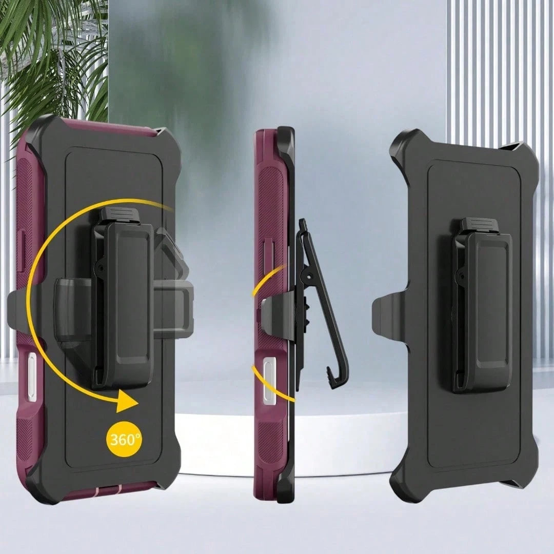 Luxury Textured Grip Armor Case With Magnetic Alignment Rotatable Belt Clip For IPhone 17 16 15 14 Pro Max Fashion Impact Resisting Cover