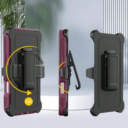 Luxury Textured Grip Armor Case With Magnetic Alignment Rotatable Belt Clip For IPhone 17 16 15 14 Pro Max Fashion Impact Resisting Cover