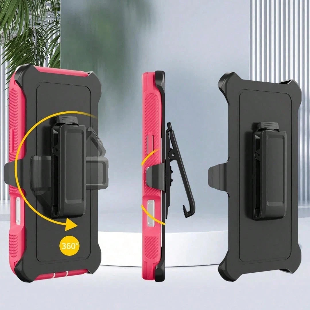 Luxury Textured Grip Armor Case With Magnetic Alignment Rotatable Belt Clip For IPhone 17 16 15 14 Pro Max Fashion Impact Resisting Cover