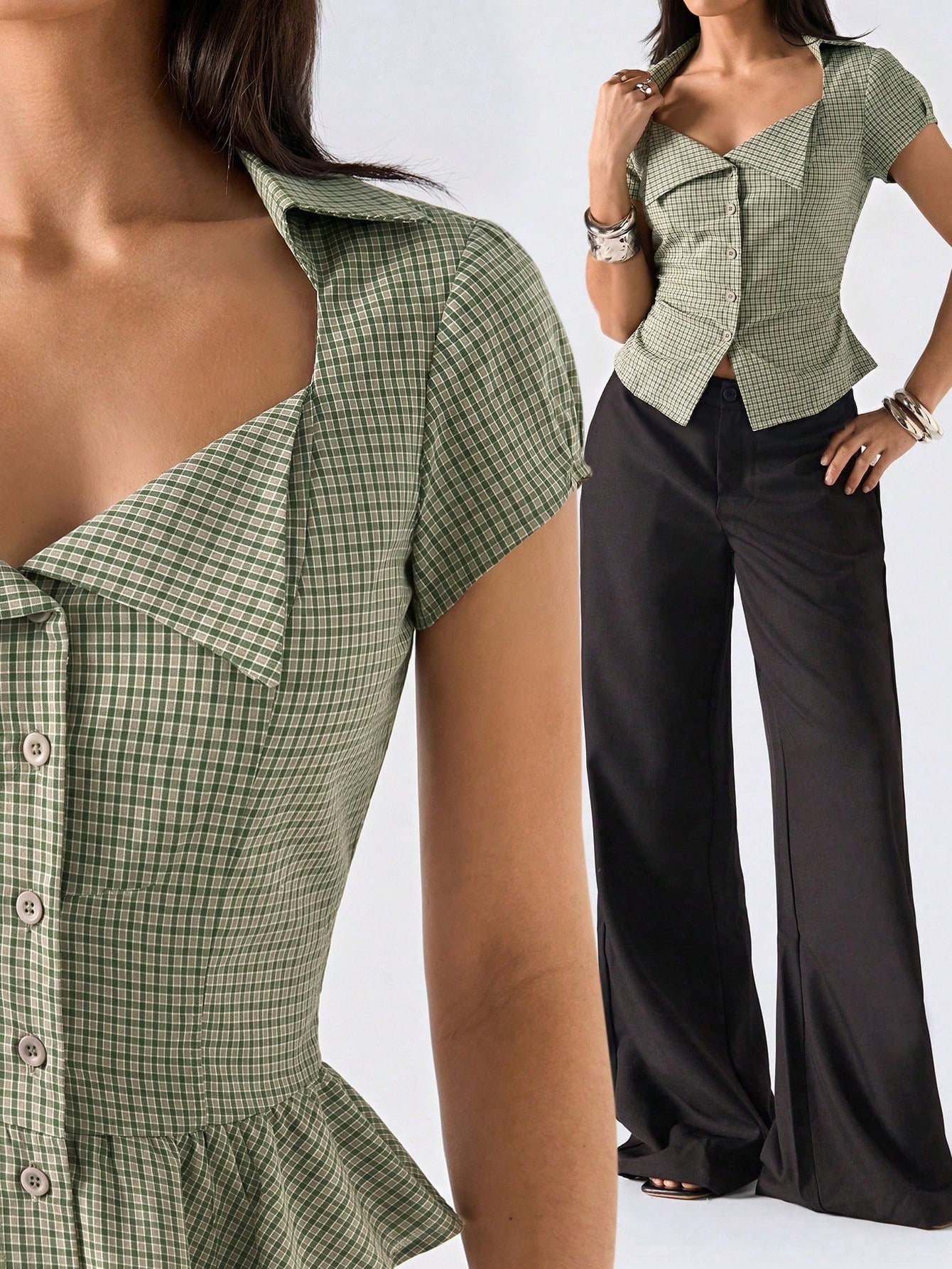 LYSMO 2026 New Minimalist Spring/Summer Women's Fashion Plaid Belted Shirt, Summer Blouse,Summer Top