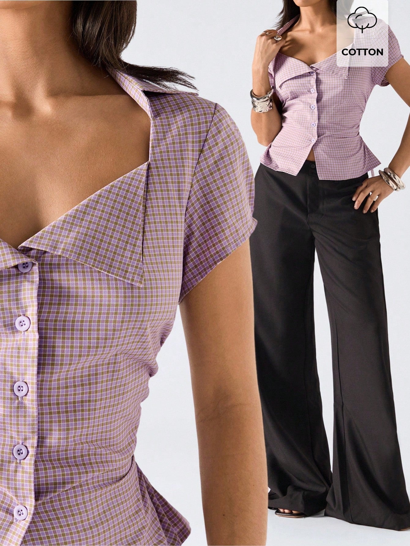 LYSMO 2026 New Minimalist Spring/Summer Women's Fashion Plaid Belted Shirt, Summer Blouse,Summer Top