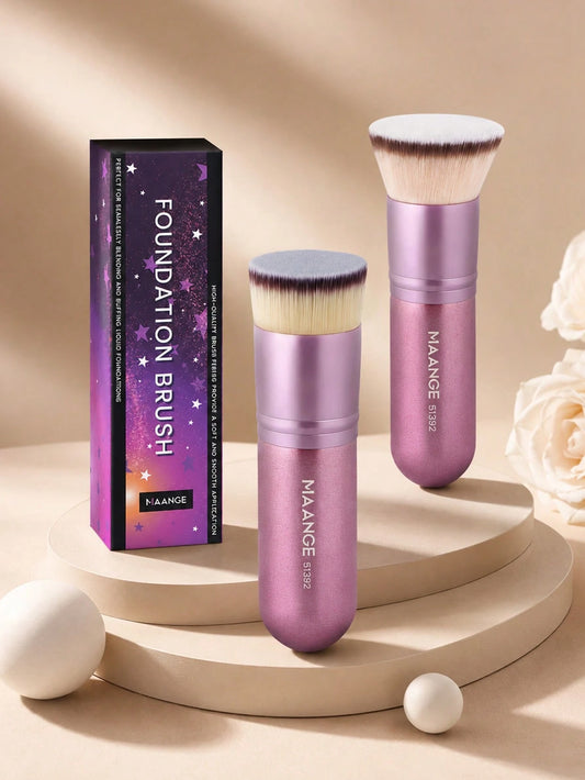 MAANGE 1/2pcs Flat Head Foundation Brush, Large Makeup Brush, Beauty Tool, Great Gift, Convenient To Carry, Travel Essential.