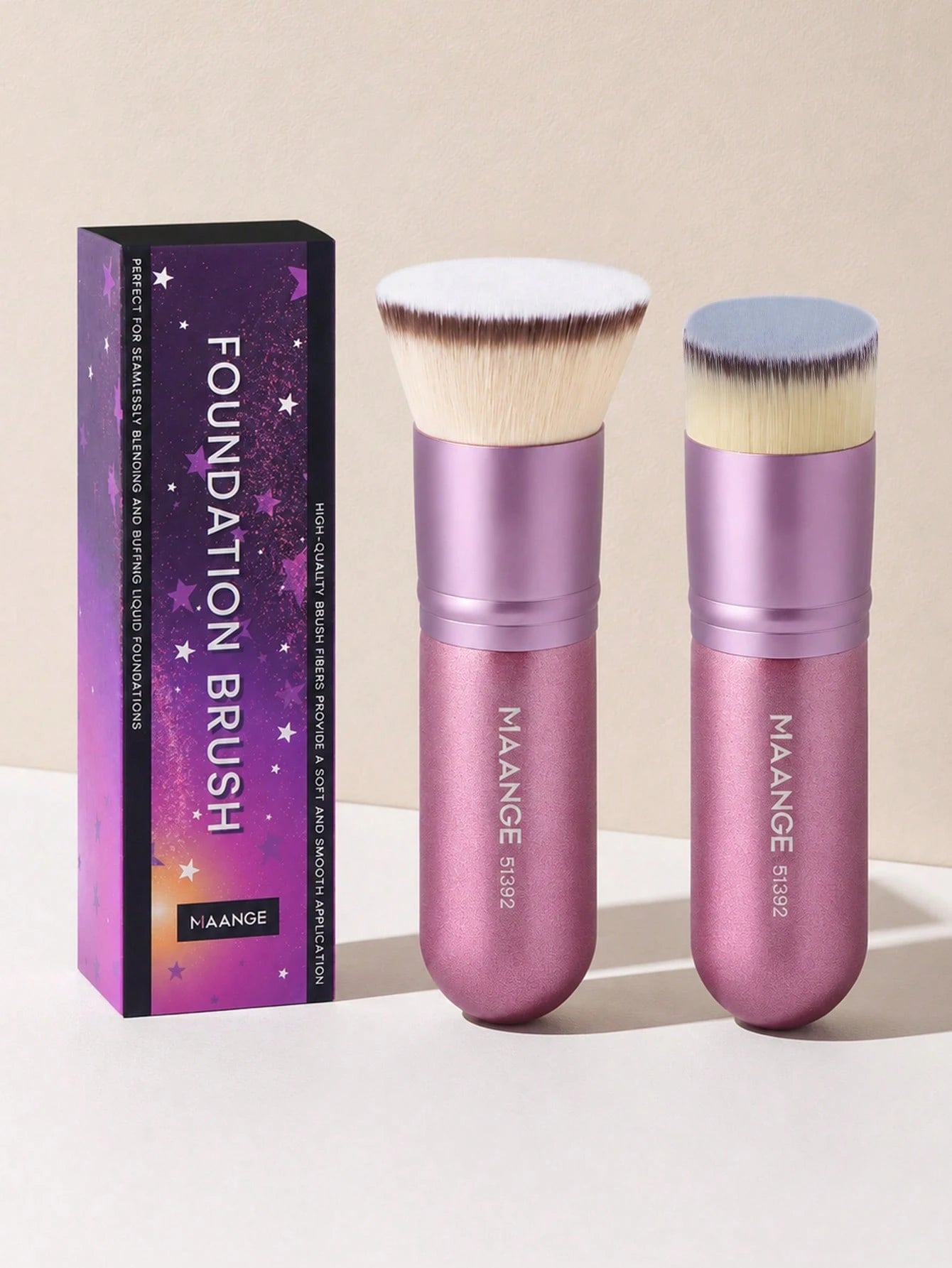 MAANGE 1/2pcs Flat Head Foundation Brush, Large Makeup Brush, Beauty Tool, Great Gift, Convenient To Carry, Travel Essential.