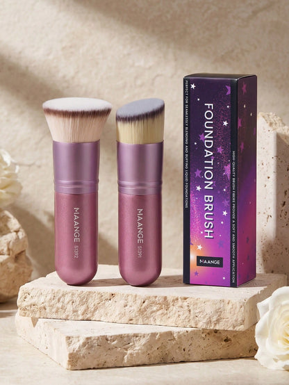 MAANGE 1/2pcs Flat Head Foundation Brush, Large Makeup Brush, Beauty Tool, Great Gift, Convenient To Carry, Travel Essential.