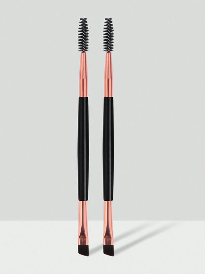 MAANGE 2pcs Dual-Ended Eyebrow Brush Set, Makeup Tool, Soft Fiber Material, Portable, Travel Essential, Eyebrow Brush, Eyeshadow Brush, Spiral Brush
