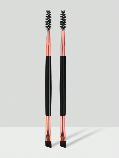 MAANGE 2pcs Dual-Ended Eyebrow Brush Set, Makeup Tool, Soft Fiber Material, Portable, Travel Essential, Eyebrow Brush, Eyeshadow Brush, Spiral Brush