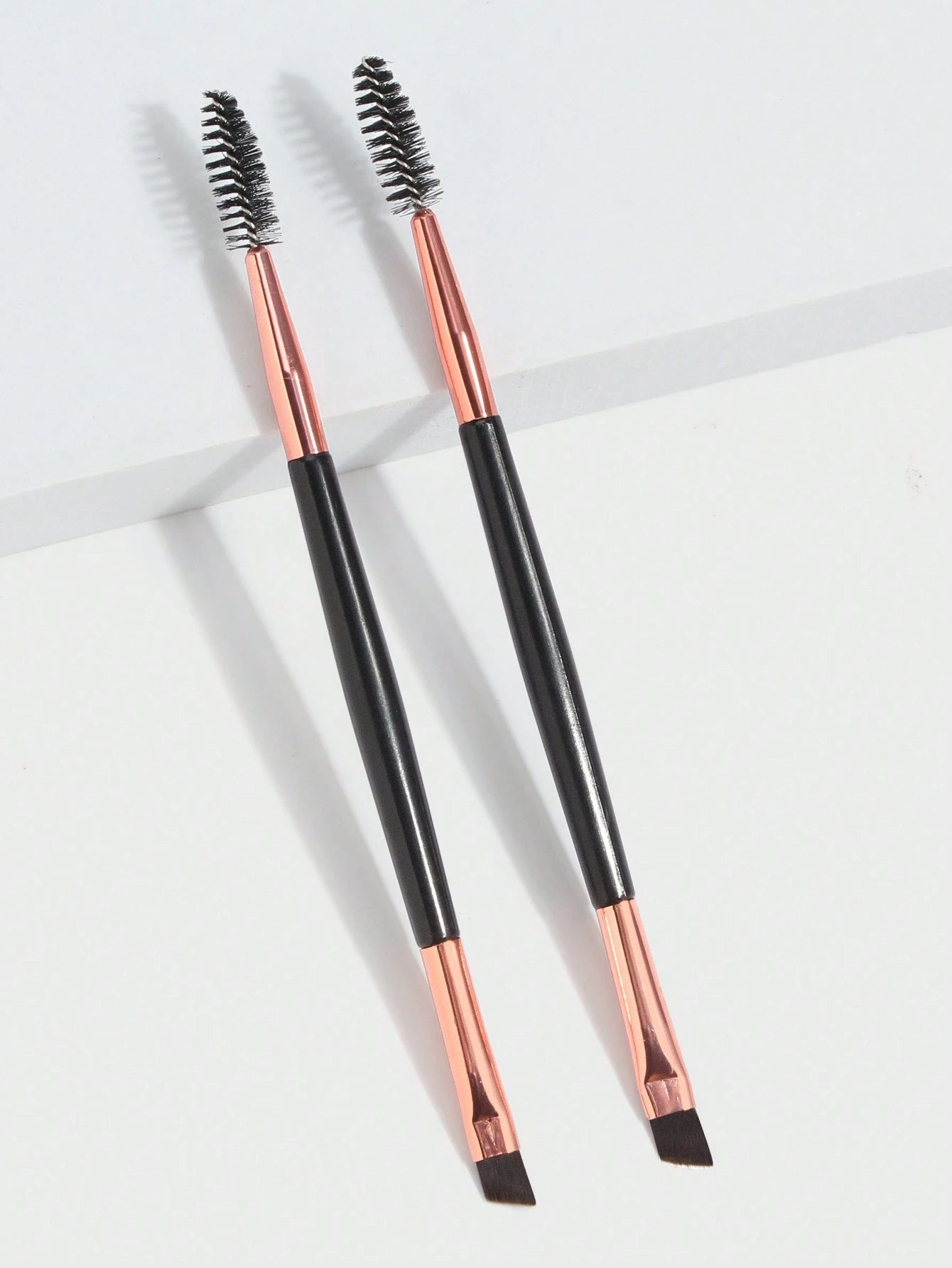 MAANGE 2pcs Dual-Ended Eyebrow Brush Set, Makeup Tool, Soft Fiber Material, Portable, Travel Essential, Eyebrow Brush, Eyeshadow Brush, Spiral Brush