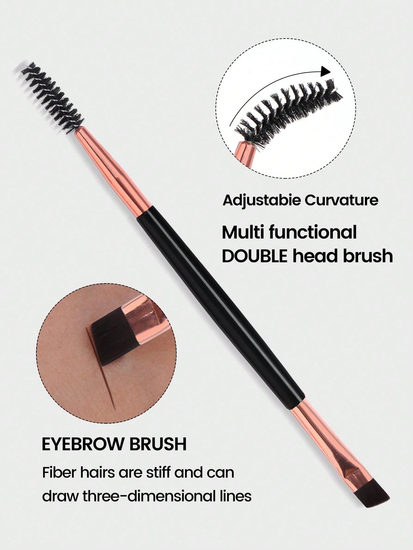 MAANGE 2pcs Dual-Ended Eyebrow Brush Set, Makeup Tool, Soft Fiber Material, Portable, Travel Essential, Eyebrow Brush, Eyeshadow Brush, Spiral Brush