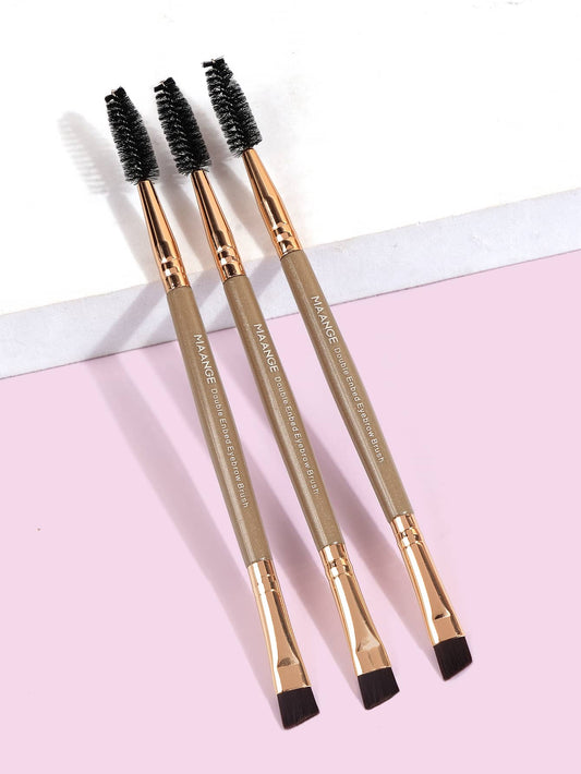 MAANGE 3pcs Professional Dual-Ended Eyebrow Brush Set, Makeup Tools, Soft Fibers, Convenient Carry, Travel Essential, Eyebrow Brush, Eyeshadow Brush, Spiral Brush