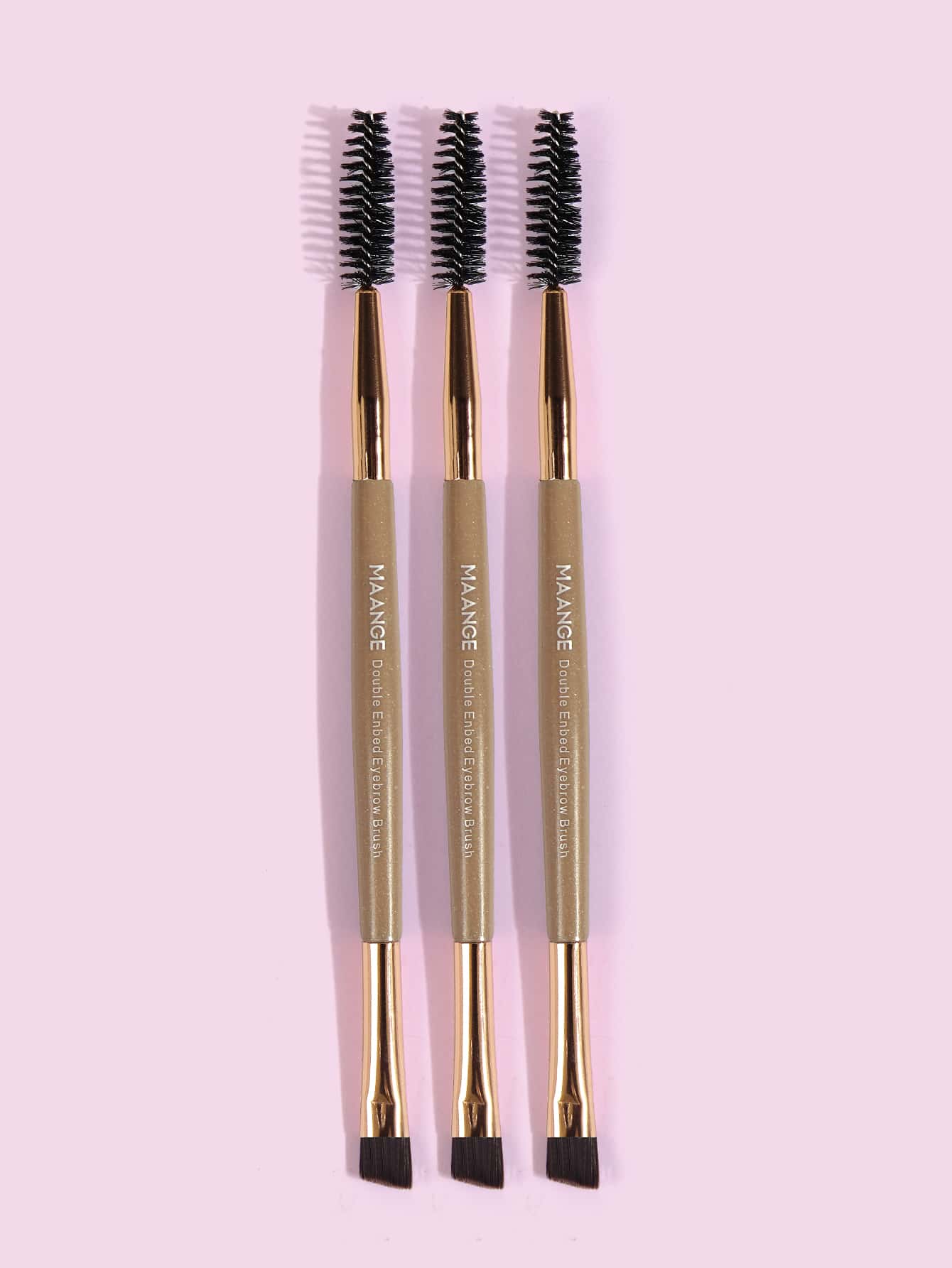 MAANGE 3pcs Professional Dual-Ended Eyebrow Brush Set, Makeup Tools, Soft Fibers, Convenient Carry, Travel Essential, Eyebrow Brush, Eyeshadow Brush, Spiral Brush