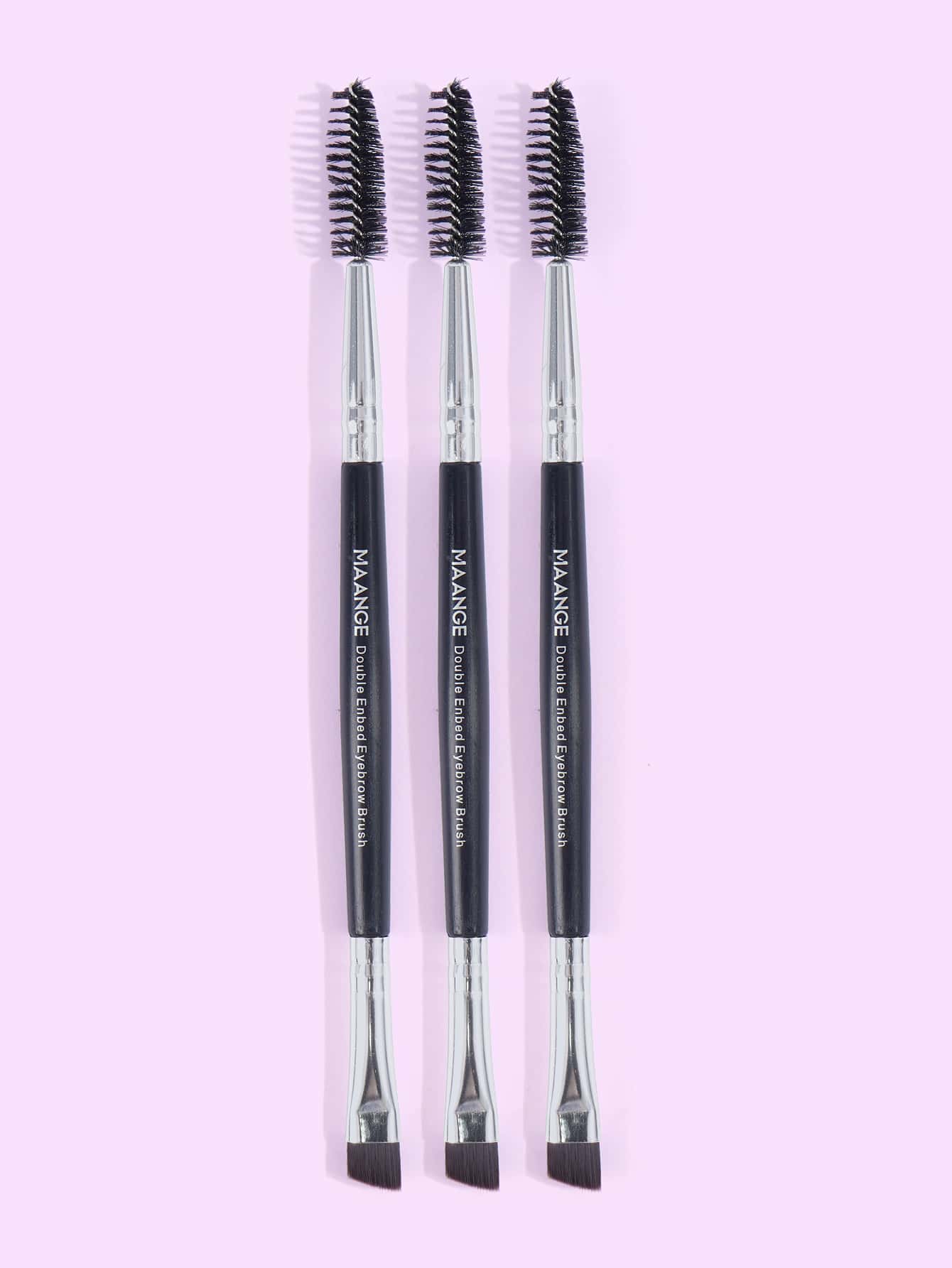 MAANGE 3pcs Professional Dual-Ended Eyebrow Brush Set, Makeup Tools, Soft Fibers, Convenient Carry, Travel Essential, Eyebrow Brush, Eyeshadow Brush, Spiral Brush