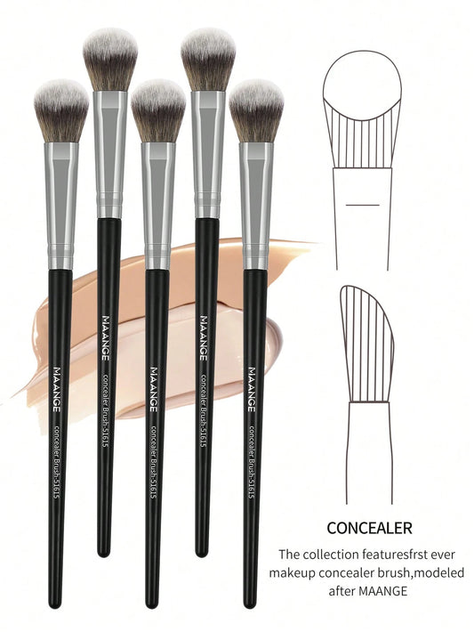 MAANGE 5pcs Finger-Style Makeup Brush Set, Soft Fiber Material, Portable, Includes Concealer Brush, Eyeshadow Brush, Blending Brush, Eyebrow Brush, Travel Essential, Great Gift