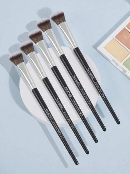 MAANGE 5pcs Finger-Style Makeup Brush Set, Soft Fiber Material, Portable, Includes Concealer Brush, Eyeshadow Brush, Blending Brush, Eyebrow Brush, Travel Essential, Great Gift