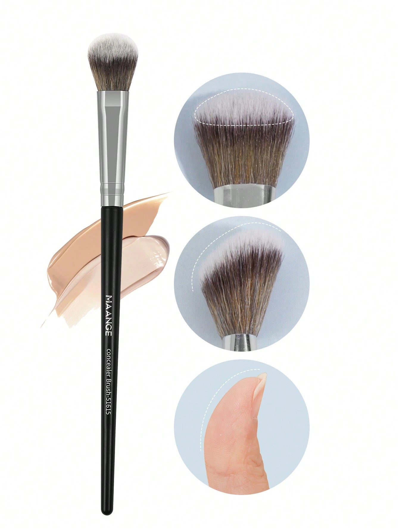 MAANGE 5pcs Finger-Style Makeup Brush Set, Soft Fiber Material, Portable, Includes Concealer Brush, Eyeshadow Brush, Blending Brush, Eyebrow Brush, Travel Essential, Great Gift
