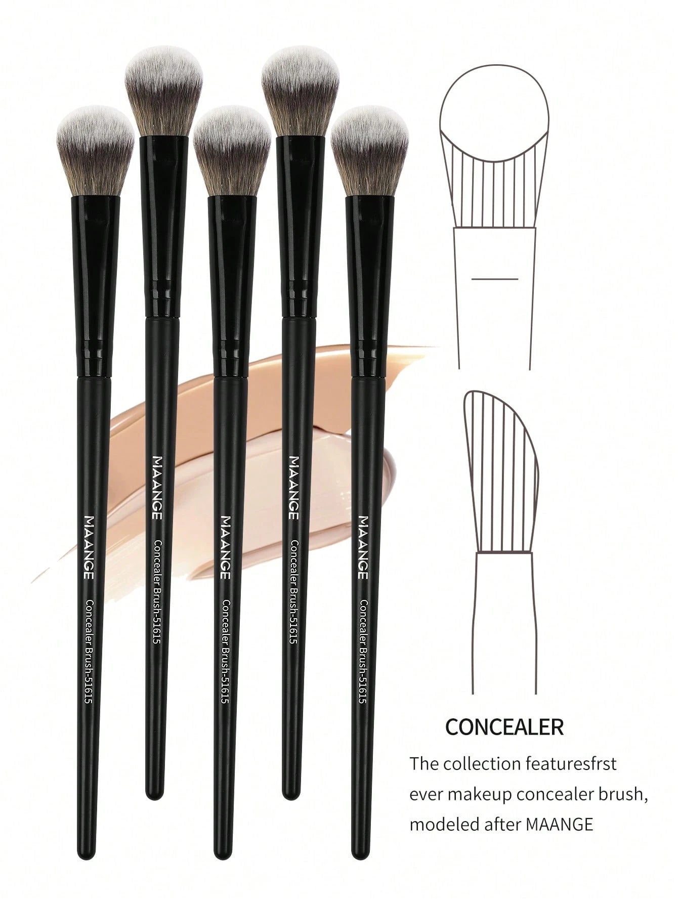 MAANGE 5pcs Finger-Style Makeup Brush Set, Soft Fiber Material, Portable, Includes Concealer Brush, Eyeshadow Brush, Blending Brush, Eyebrow Brush, Travel Essential, Great Gift