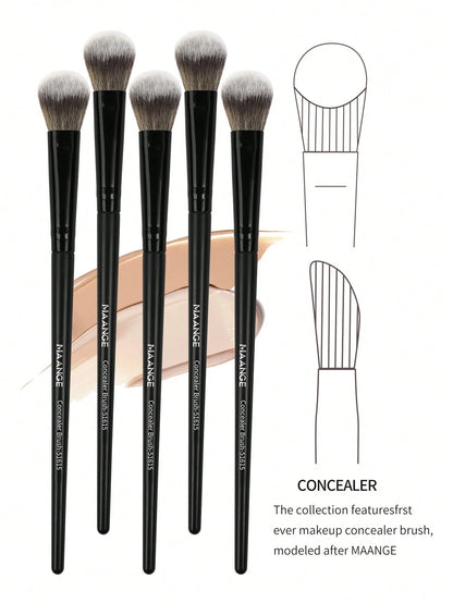 MAANGE 5pcs Finger-Style Makeup Brush Set, Soft Fiber Material, Portable, Includes Concealer Brush, Eyeshadow Brush, Blending Brush, Eyebrow Brush, Travel Essential, Great Gift