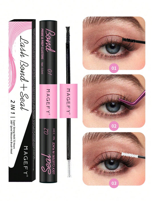 MAGEFY 1pc Double-Ended Eyelash Glue,Black Side Make Lashes Thick And Curly&White Side Make Lashes Set In Shape,Naturally Invisible After Drying,Stick Firmly For Everyday Use For Eyelashes, Travel Ess