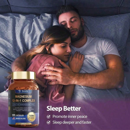 Magnesium 12-In-1 Complex 700mg – 3-Pack – High Absorption With 4 Types Of Magnesium – Bone, Muscle & Energy Support – Non-GMO – Best Value Bundle – Limited Time Offer