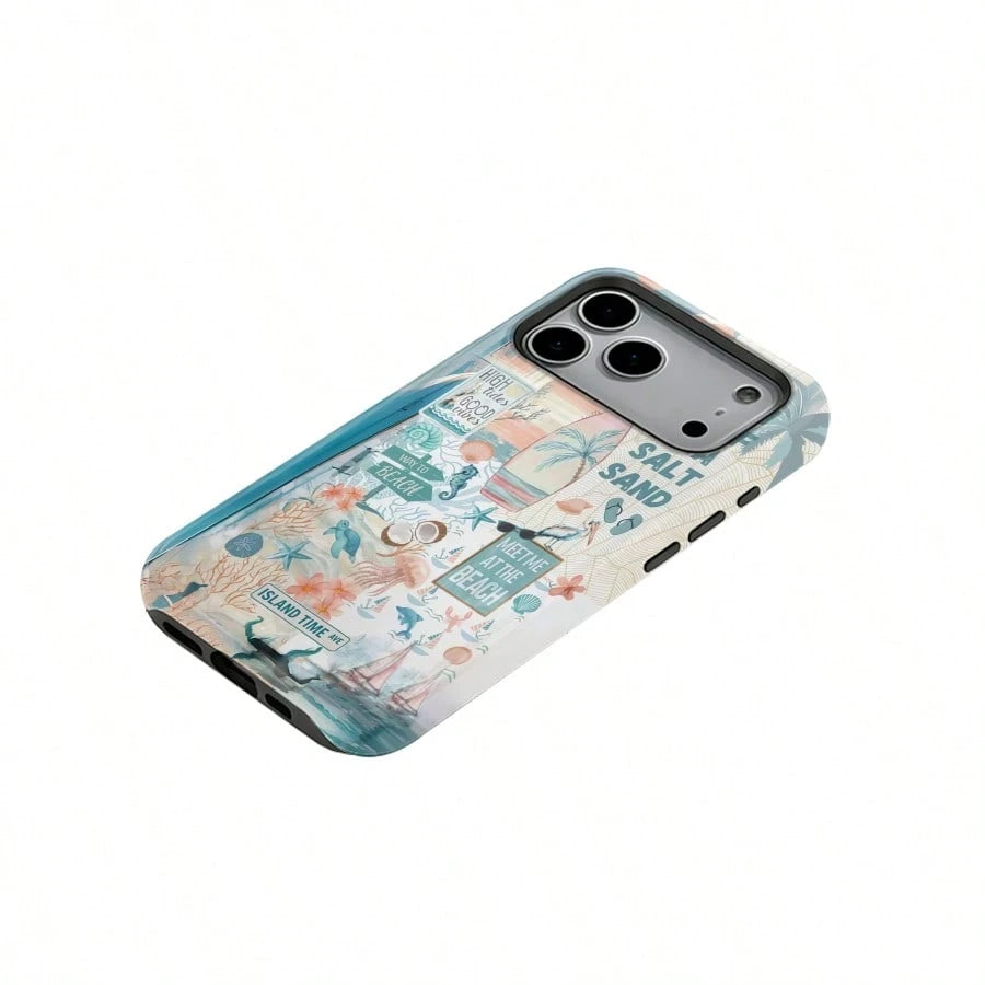 Magnetic Case Beach Vacation Art Pattem,Adurable 2-In1 Protective Case.For IPhone 17Pro/16/15/14/13/12/11 Pro Max/Plus/Pro, Simple And Stylish Phone Case,Magnetic Wireless Charging Compatible Phone Ca