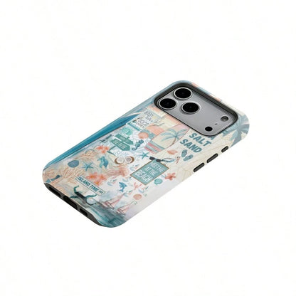 Magnetic Case Beach Vacation Art Pattem,Adurable 2-In1 Protective Case.For IPhone 17Pro/16/15/14/13/12/11 Pro Max/Plus/Pro, Simple And Stylish Phone Case,Magnetic Wireless Charging Compatible Phone Ca