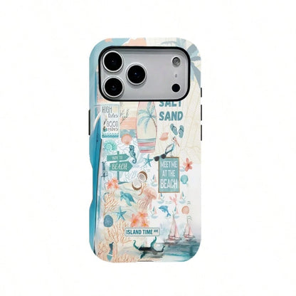 Magnetic Case Beach Vacation Art Pattem,Adurable 2-In1 Protective Case.For IPhone 17Pro/16/15/14/13/12/11 Pro Max/Plus/Pro, Simple And Stylish Phone Case,Magnetic Wireless Charging Compatible Phone Ca
