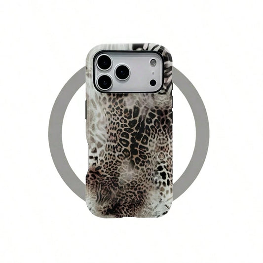 Magnetic Case Grey Leopard Wave Pattern Phone CaseAdurable 2-In1 Protective Case.For IPhone 17Air/16/15/14/13/12/11 Pro Max/Plus/Pro, Simple And Stylish Phone Case,Cellphone Smartphone Protector Casin