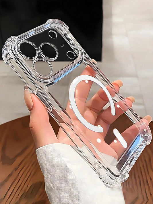 Magnetic Style Shockproof Transparent Magnetic Adsorption Phone Case, Compatible With IPhone 17 Pro Max/17 Pro/17 Air/17/16 Pro Max/16 Pro/16 Plus/16 E/16/15 Pro Max/15 Pro/15 Plus/15/14 Pro Max/14 Pr