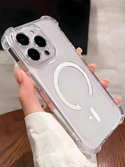 Magnetic Style Shockproof Transparent Magnetic Adsorption Phone Case, Compatible With IPhone 17 Pro Max/17 Pro/17 Air/17/16 Pro Max/16 Pro/16 Plus/16 E/16/15 Pro Max/15 Pro/15 Plus/15/14 Pro Max/14 Pr