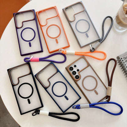 Magnetic Transparent Phone Case With Lanyard For Galaxy S23 Ultra, S24, S24 FE, S24 Ultra, S25, S25 Ultra, S26, S26 Plus, S26 Ultra, 11, 12, 13, 14, 15 Pro Max, 16, 16 Pro, 17, 17 Pro Max, 18, 18 Pro