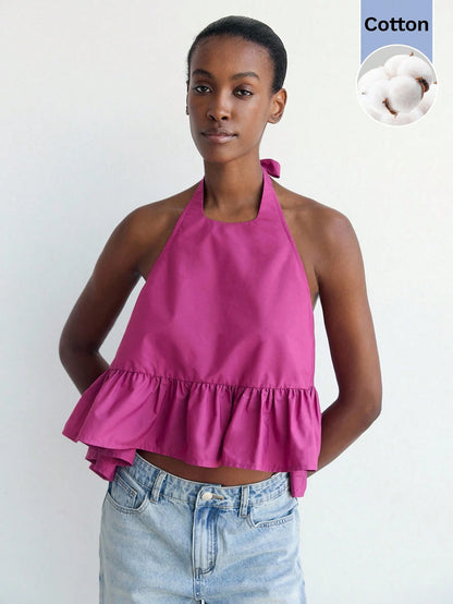 MAIJA Summer Tops Elegant Tie Front Backless Satin Slip Cami Top Vacation Country Concert Going Out Summer