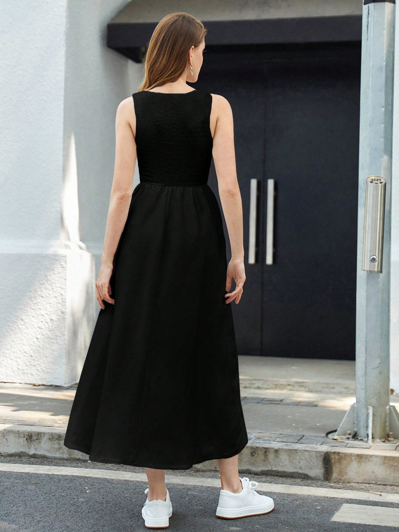 Maija Women's Sleeveless Waist Cinched Black Dress,Autumn Elegant Brunch Casual Summer Outfits For Beach Vacation Party Graduation Outfits