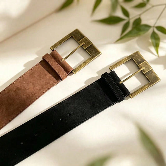 Maillard Vintage Wide PU Leather Pin Buckle Waist Belt For Women, Slimming Decorative Waist Strap For Dress & Jeans Matching