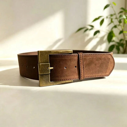 Maillard Vintage Wide PU Leather Pin Buckle Waist Belt For Women, Slimming Decorative Waist Strap For Dress & Jeans Matching