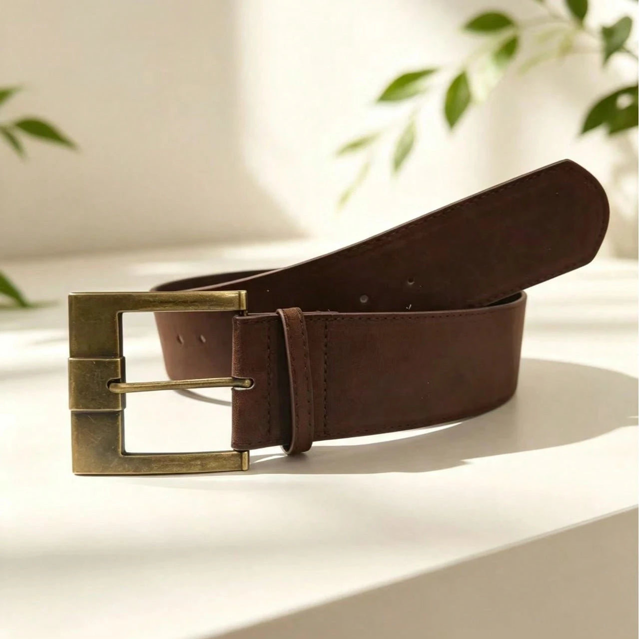 Maillard Vintage Wide PU Leather Pin Buckle Waist Belt For Women, Slimming Decorative Waist Strap For Dress & Jeans Matching
