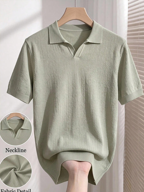 Manfinity CityGents Men's Casual Modest Versatile Short Sleeve Knit Top For Daily Wear Vacation Date Night Vacation Brunch Formal Sage Green Summer