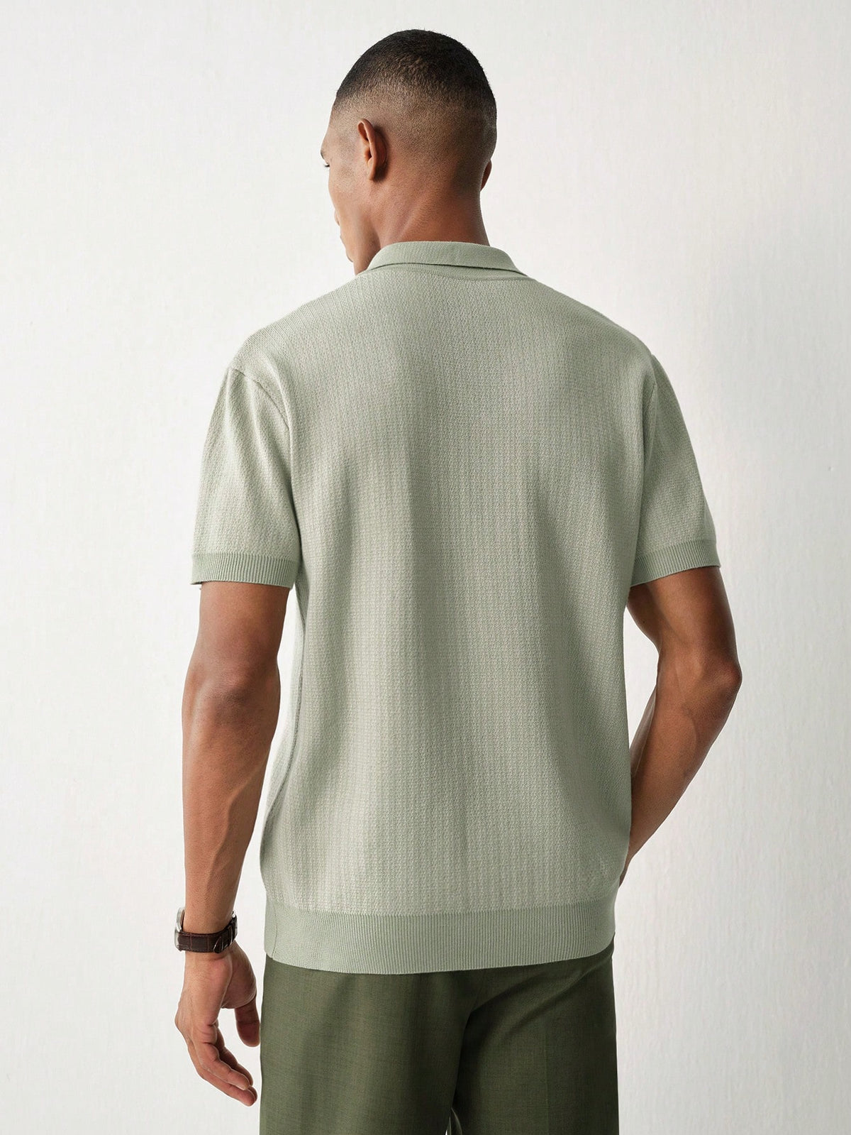 Manfinity CityGents Men's Casual Modest Versatile Short Sleeve Knit Top For Daily Wear Vacation Date Night Vacation Brunch Formal Sage Green Summer