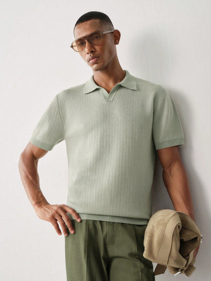 Manfinity CityGents Men's Casual Modest Versatile Short Sleeve Knit Top For Daily Wear Vacation Date Night Vacation Brunch Formal Sage Green Summer