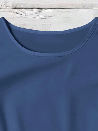 Mellowie Women's Solid Color Round Neck Casual Versatile Daily Ruffle Sleeve Blouse