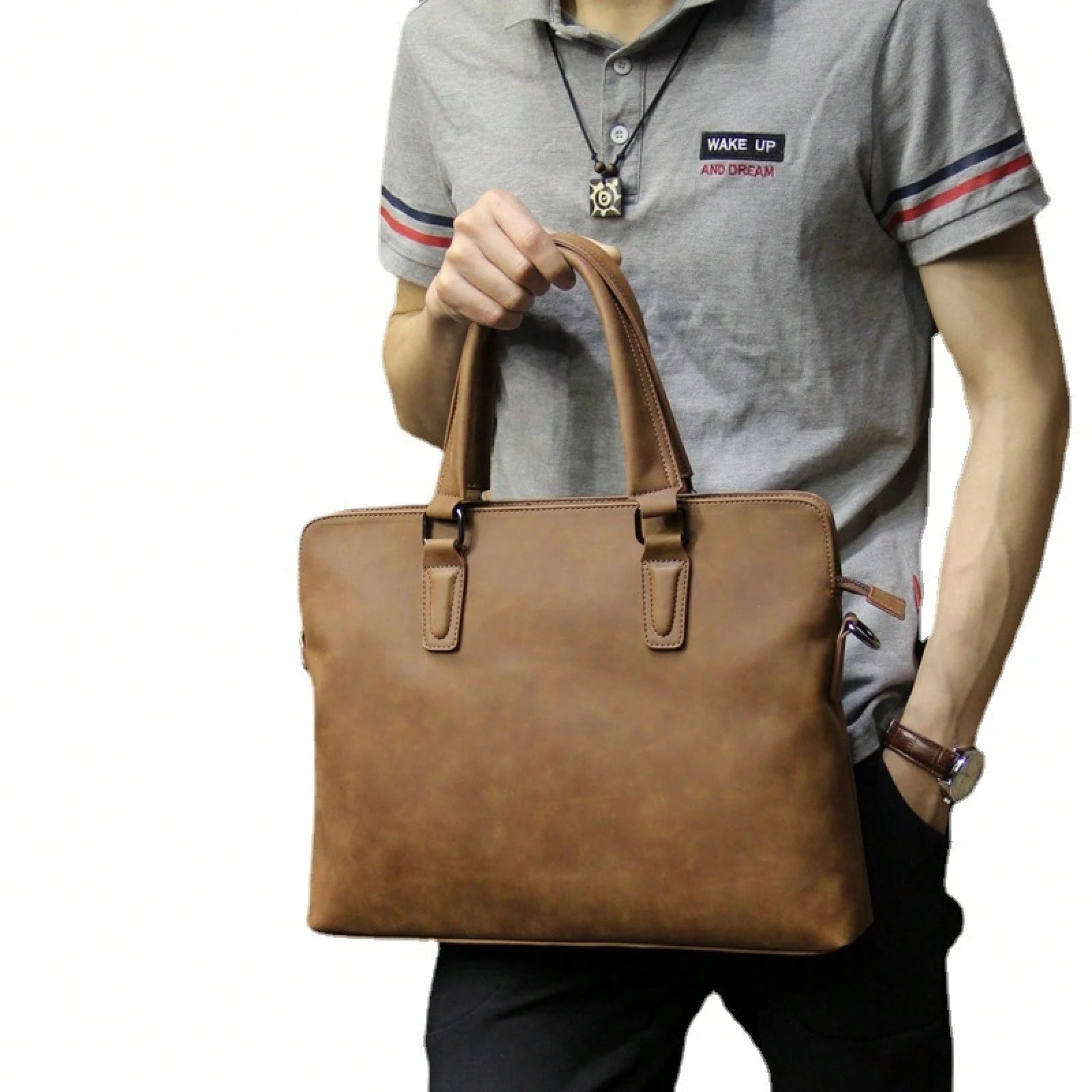 Men's Bag Korean Version Crazy Horse Leather Men's Handbag Business Shoulder Bag Men's Briefcase Crossbody Laptop Bag For Business Travel