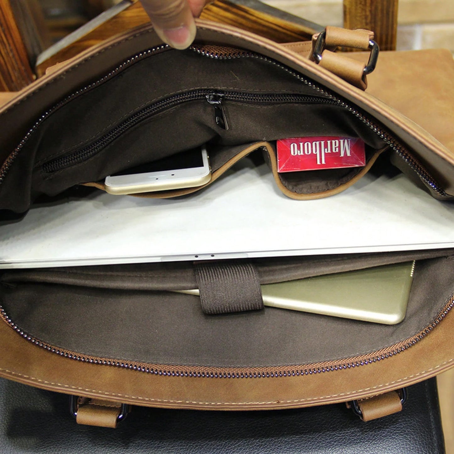 Men's Bag Korean Version Crazy Horse Leather Men's Handbag Business Shoulder Bag Men's Briefcase Crossbody Laptop Bag For Business Travel