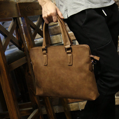 Men's Bag Korean Version Crazy Horse Leather Men's Handbag Business Shoulder Bag Men's Briefcase Crossbody Laptop Bag For Business Travel