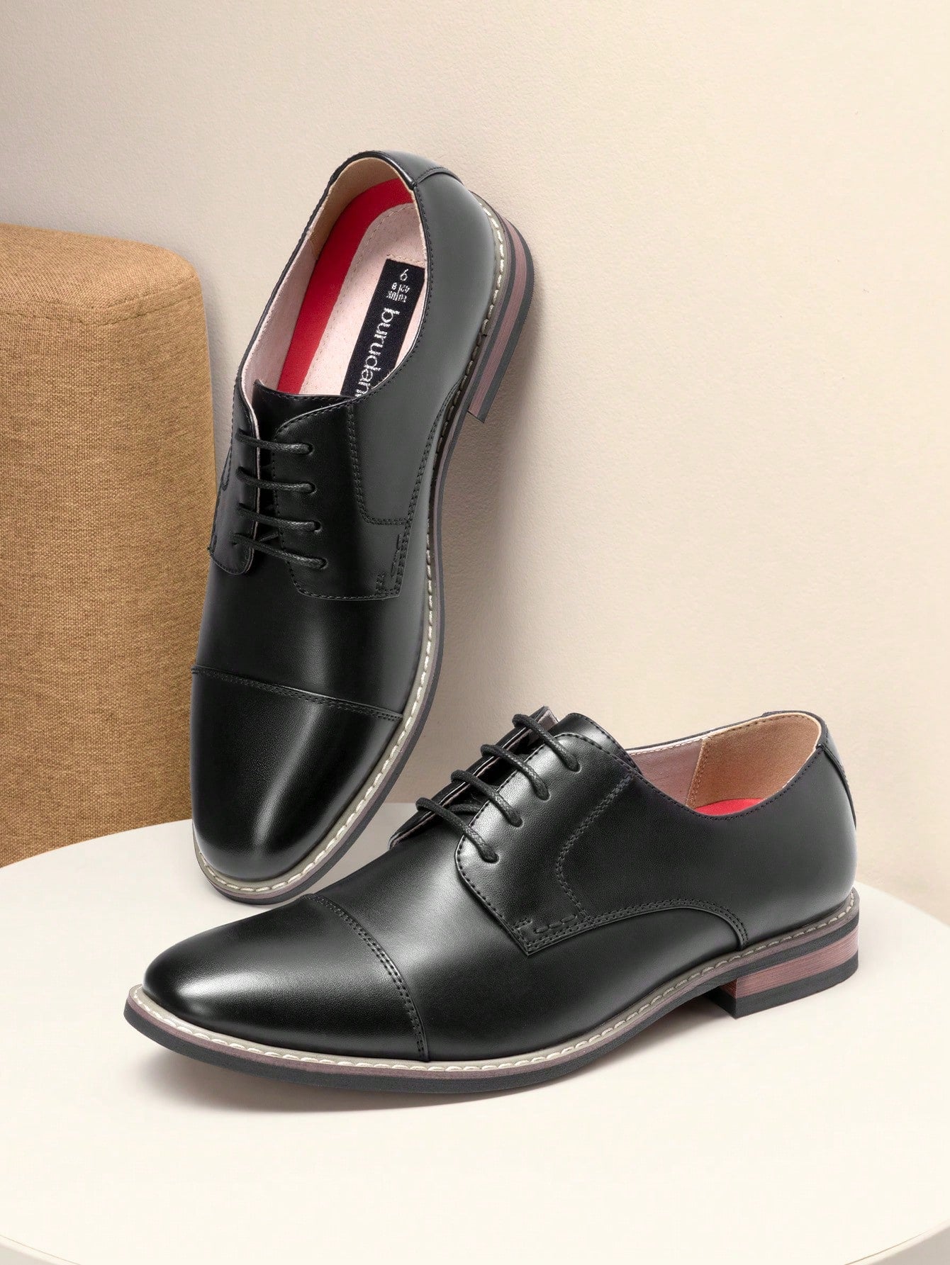 Men's Classic Oxford Shoes Business Casual Lace-Up For Office Dating Dress Black Shoes