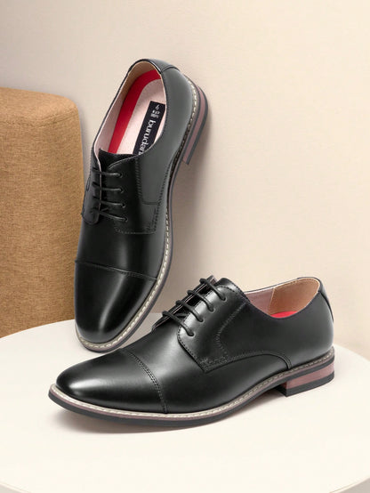 Men's Classic Oxford Shoes Business Casual Lace-Up For Office Dating Dress Black Shoes
