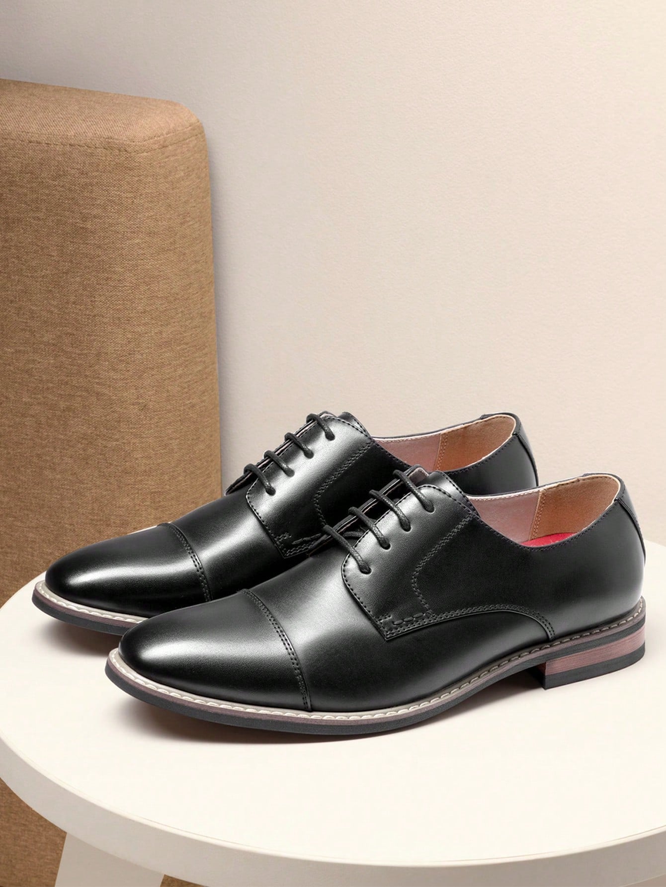 Men's Classic Oxford Shoes Business Casual Lace-Up For Office Dating Dress Black Shoes
