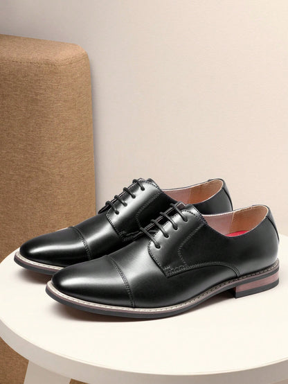 Men's Classic Oxford Shoes Business Casual Lace-Up For Office Dating Dress Black Shoes