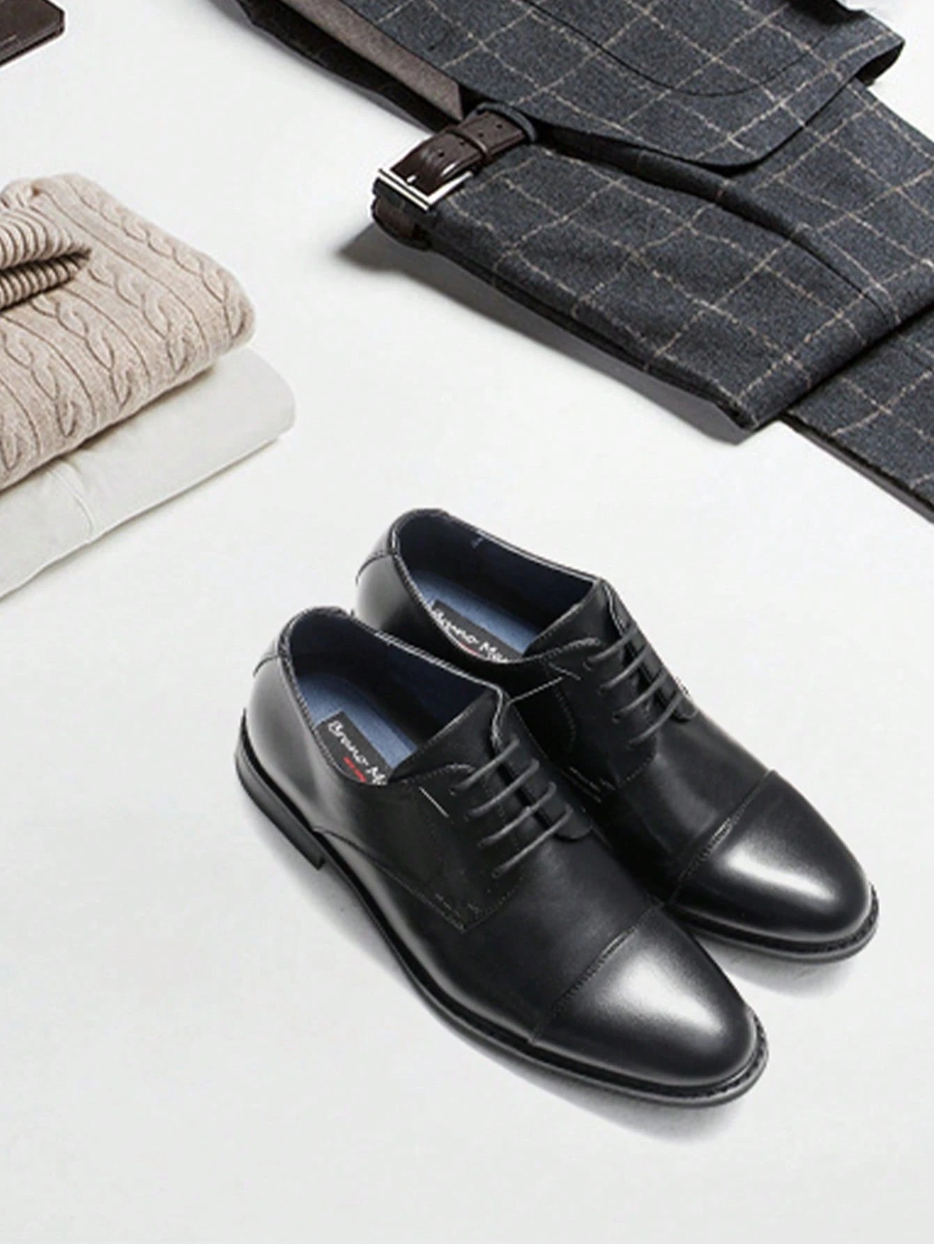 Men's Classic Oxford Shoes Business Casual Lace-Up For Office Dating Dress Black Shoes
