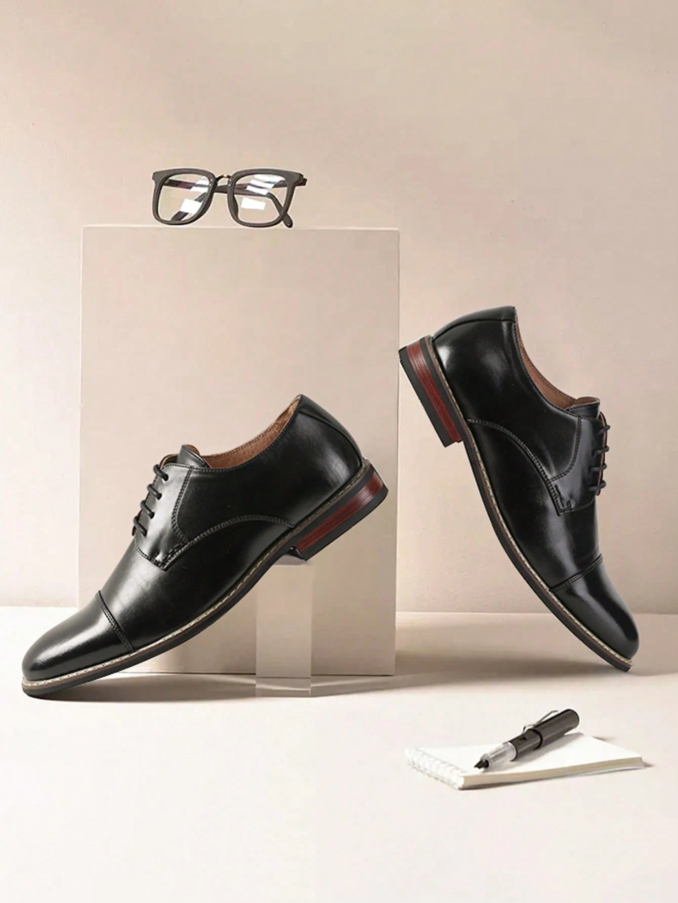 Men's Classic Oxford Shoes Business Casual Lace-Up For Office Dating Dress Black Shoes
