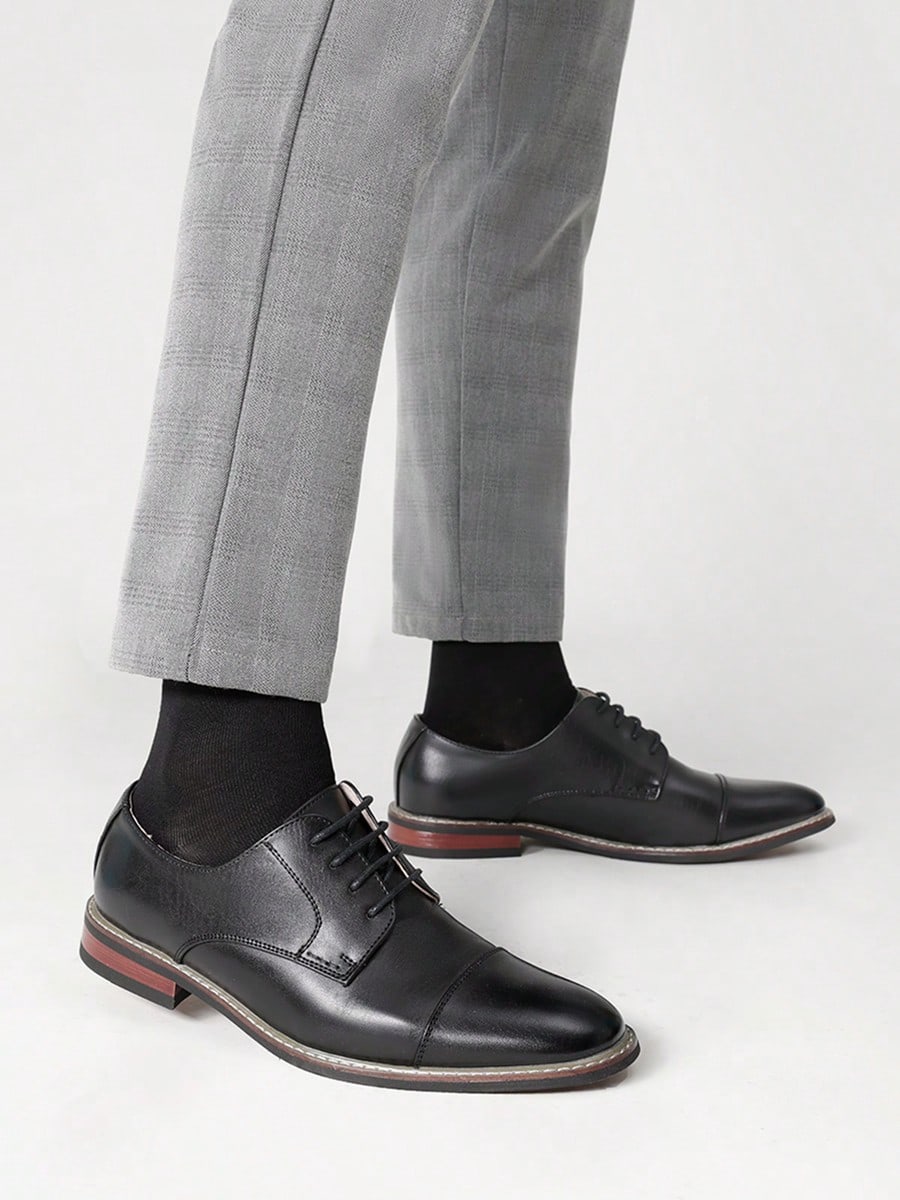 Men's Classic Oxford Shoes Business Casual Lace-Up For Office Dating Dress Black Shoes
