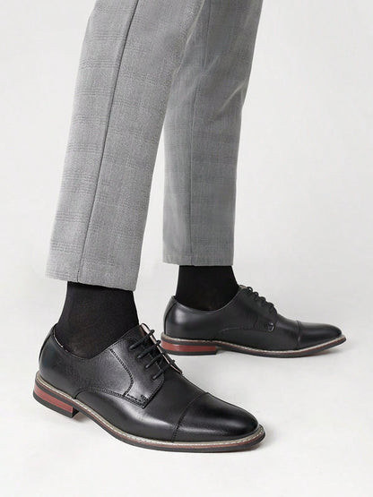Men's Classic Oxford Shoes Business Casual Lace-Up For Office Dating Dress Black Shoes