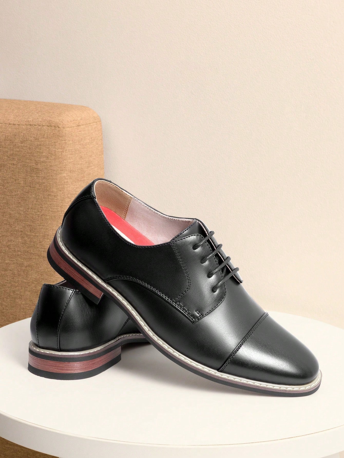 Men's Classic Oxford Shoes Business Casual Lace-Up For Office Dating Dress Black Shoes